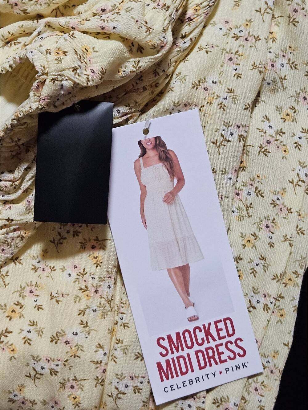 0149 Celebrity Pink Xl NWT Floral Butter Yellow Cottagecore Boho Dress New XL - Picture 6 of 11
